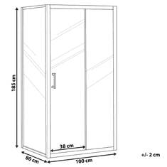 Beliani Strieborný sprchový kút z tvrdeného skla 80 x 110 x 185 cm YORO
