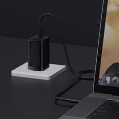 BASEUS GaN3 sieťová nabíjačka 2x USB-C / USB 65W PD QC + kábel USB-C / USB-C 1m, čierna