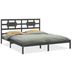 Vidaxl Rám postele, sivý, masívne drevo, 180x200 cm, Super King