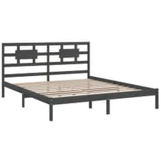 Vidaxl Rám postele, sivý, masívne drevo, 180x200 cm, Super King