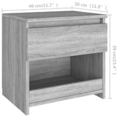 Vidaxl Nočný stolík sivý sonoma 40x30x39 cm spracované drevo