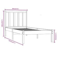 Vidaxl Rám postele, biely, masívne borovicové drevo, 90x190 cm, jednolôžkový