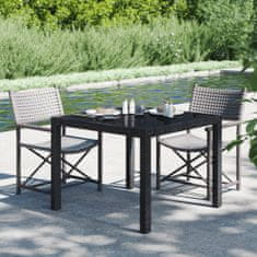 Vidaxl Záhradný stôl 90x90x75 cm tvrdené sklo a polyratan čierny
