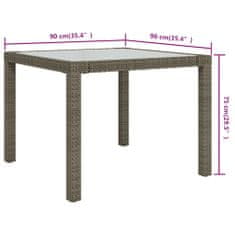 Petromila vidaXL Záhradný stôl 90x90x75 cm tvrdené sklo a polyratan sivý