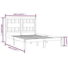 Vidaxl Posteľný rám čierny borovicový masív 140x190 cm