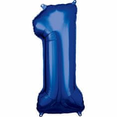 Amscan Fóliový balón číslo 1 modrý 86cm