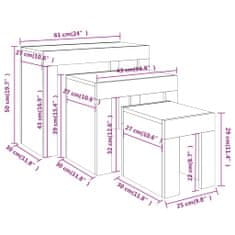 Vidaxl Stohovacie konferenčné stolíky 3ks sivé sonoma spracované drevo