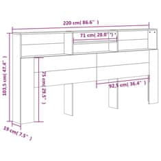 Vidaxl Čelo postele so skrinkou čierne 220x19x103,5 cm