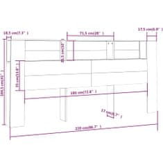 Vidaxl Čelo postele s policami, biela a dub sonoma, 220x18,5x104,5 cm