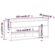 Vidaxl Lavica na topánky hnedý dub 105x30x45 cm spracované drevo