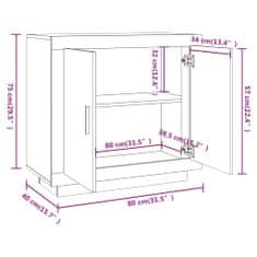 Vidaxl Komoda dymový dub 80x40x75 cm spracované drevo