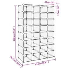 Petromila vidaXL Stojan na topánky priehľadný 93x36,5x140 cm PP