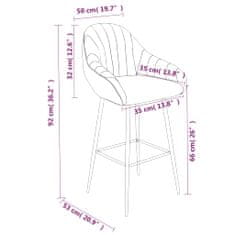 Vidaxl Barové stoličky, 2 ks, svetlosivé, čalúnené zamatom