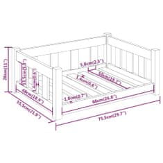 Vidaxl Psia posteľ 75,5x55,5x28 cm borovicový masív