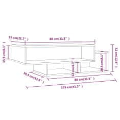 Vidaxl Konferenčný stolík dymový dub 105x55x32 cm spracované drevo