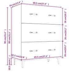 Petromila vidaXL Komoda sivý dub sonoma 69,5x34x90 cm kompozitné drevo