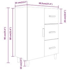 Vidaxl Komoda hnedý dub 69,5x34x90 cm spracované drevo