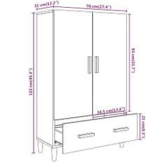 Vidaxl Vysoká skrinka lesklá biela 70x31x115 cm spracované drevo