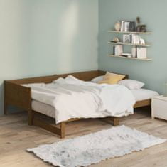 Vidaxl Výsuvná posteľ, medovo hnedá, borovicové drevo, 2x(90x200) cm