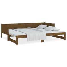 Vidaxl Výsuvná posteľ, medovo hnedá, borovicové drevo, 2x(90x200) cm
