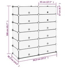 Petromila vidaXL Stojan na topánky priehľadný 94,5x36,5x106 cm PP