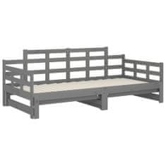 Vidaxl Výsuvná posteľ, sivá, masívne borovicové drevo, 2x(80x200) cm