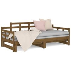 Vidaxl Rozkladacia denná posteľ hnedá borovicový masív 2x(90x190) cm