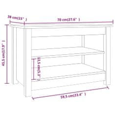 Petromila vidaXL Skrinka na topánky 70x38x45,5 cm masívna borovica