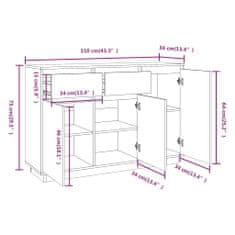 Vidaxl Komoda 110x34x75 cm borovicový masív