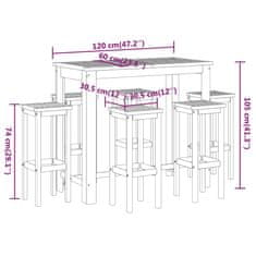 Vidaxl 7-dielna záhradná barová súprava akáciový masív
