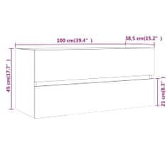 Vidaxl Umývadlová skrinka hnedý dub 100x38,5x45 cm spracované drevo