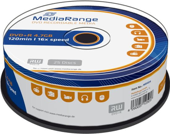 MediaRange DVD+R 4,7GB 16x, Spindle 25ks