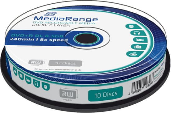 MediaRange DVD+R 8,5GB DL 8x, 10ks Spindle