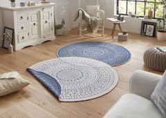 NORTHRUGS Kusový koberec Twin-Wendeteppiche 103104 creme blau – na von aj na doma 200x200 (priemer) kruh