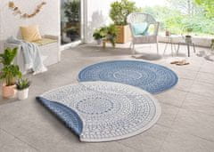 NORTHRUGS Kusový koberec Twin-Wendeteppiche 103104 creme blau – na von aj na doma 140x140 (priemer) kruh