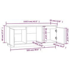 Vidaxl TV skrinka sivá 110,5x35x44 cm masívna borovica