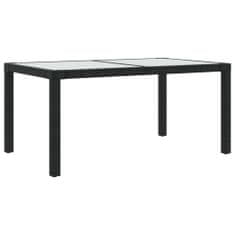 Petromila vidaXL Záhradný stôl 150x90x75 cm tvrdené sklo a polyratan čierny