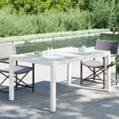 Petromila vidaXL Záhradný stôl 150x90x75 cm tvrdené sklo a polyratan biely