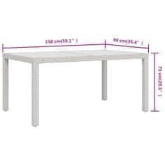 Petromila vidaXL Záhradný stôl 150x90x75 cm tvrdené sklo a polyratan biely