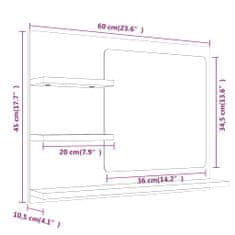 Vidaxl Kúpeľňové zrkadlo dymový dub 60x10,5x45 cm spracované drevo