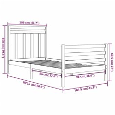 Vidaxl Rám postele masívne drevo 100x200 cm