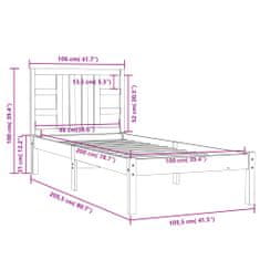 Vidaxl Posteľný rám medovo-hnedý masívne drevo 100x200 cm