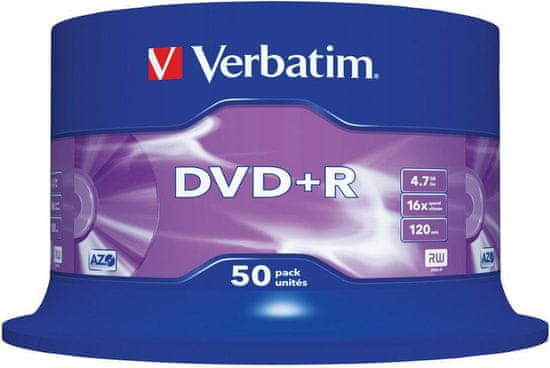 VERBATIM DVD+R 16x 4,7GB spindl 50ks