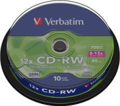 VERBATIM CDRW 12x 80min/700MB, 10ks, spindle