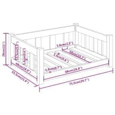 Vidaxl Psia posteľ medovo-hnedá 75,5x55,5x28 cm borovicový masív