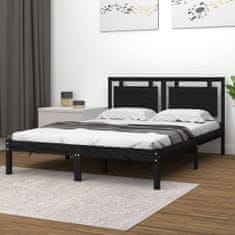 Vidaxl Rám postele, čierny, masívne drevo, 140x190 cm