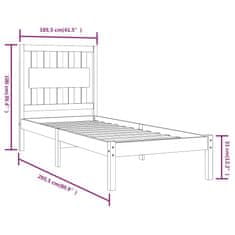 Vidaxl Posteľný rám čierny borovicový masív 100x200 cm