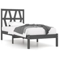 Vidaxl Rám postele, sivý, masívne borovicové drevo, 75x190 cm, jednolôžkový