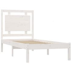Vidaxl Rám postele, biely, masívne drevo, 75x190 cm, jednolôžkový