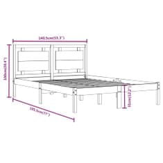 Vidaxl Posteľný rám sivý masívne drevo 135x190 cm 4FT6 dvojlôžko